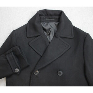 H&M Coat Mens Size 38R Black Double Breasted Wool Pea Coat